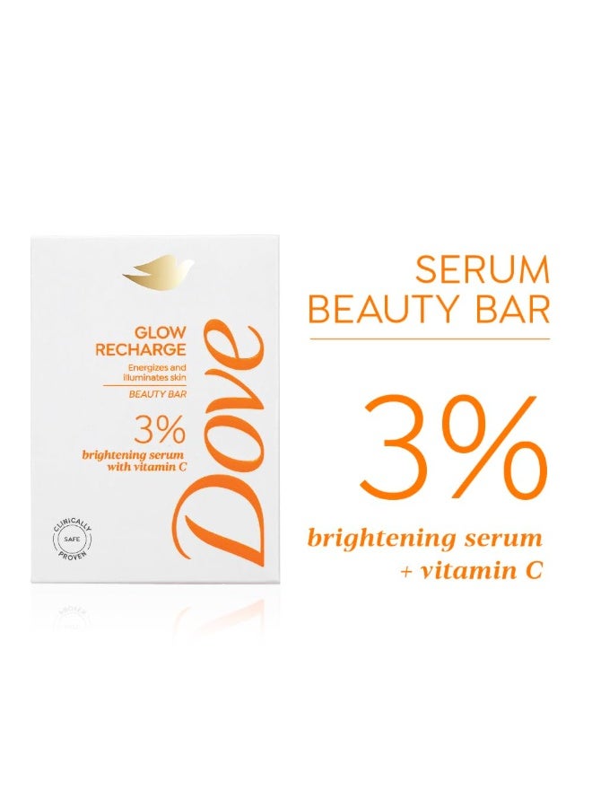 Dove Glow Recharge Serum Beauty Bar | 3% Brightening serum + Vit C | Energizes & Illuminates skin | Paraben & SLS free | 375g (125g x 3) - Image 2